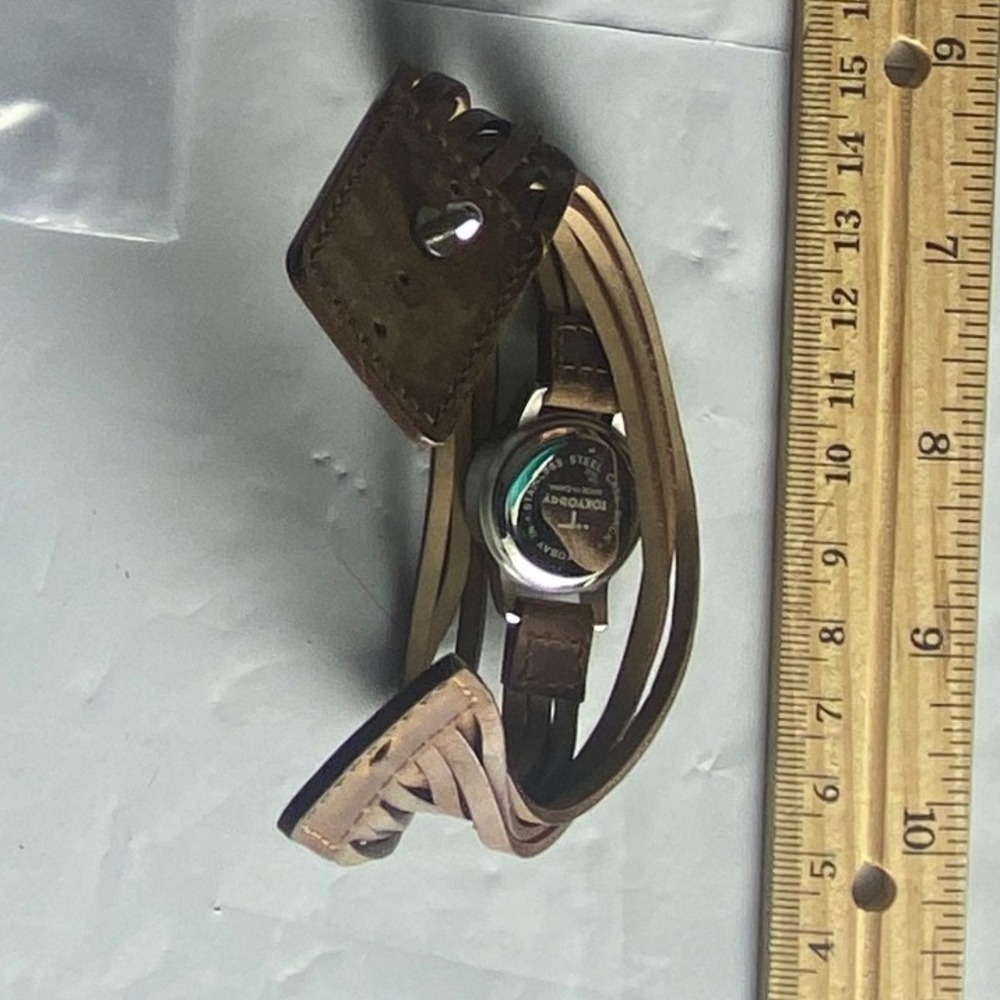 Unique Cuff Bracelet Watch with Engraved Design Gold Tone‎